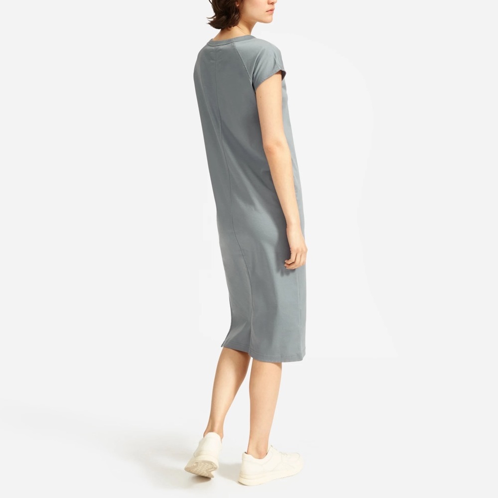 Everlane Lux Cotton Side Slit Tee Dress Faded Sage Size M - Picture 13 of 16